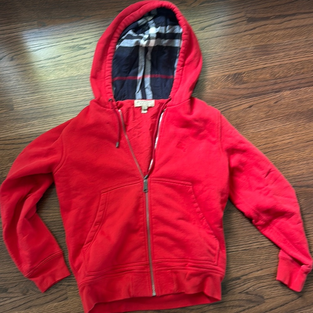 Burberry Red Zip Up Hoodie